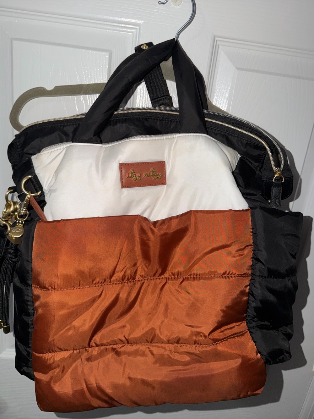Itzy Ritzy Diaper Bag - Black, White & Rust